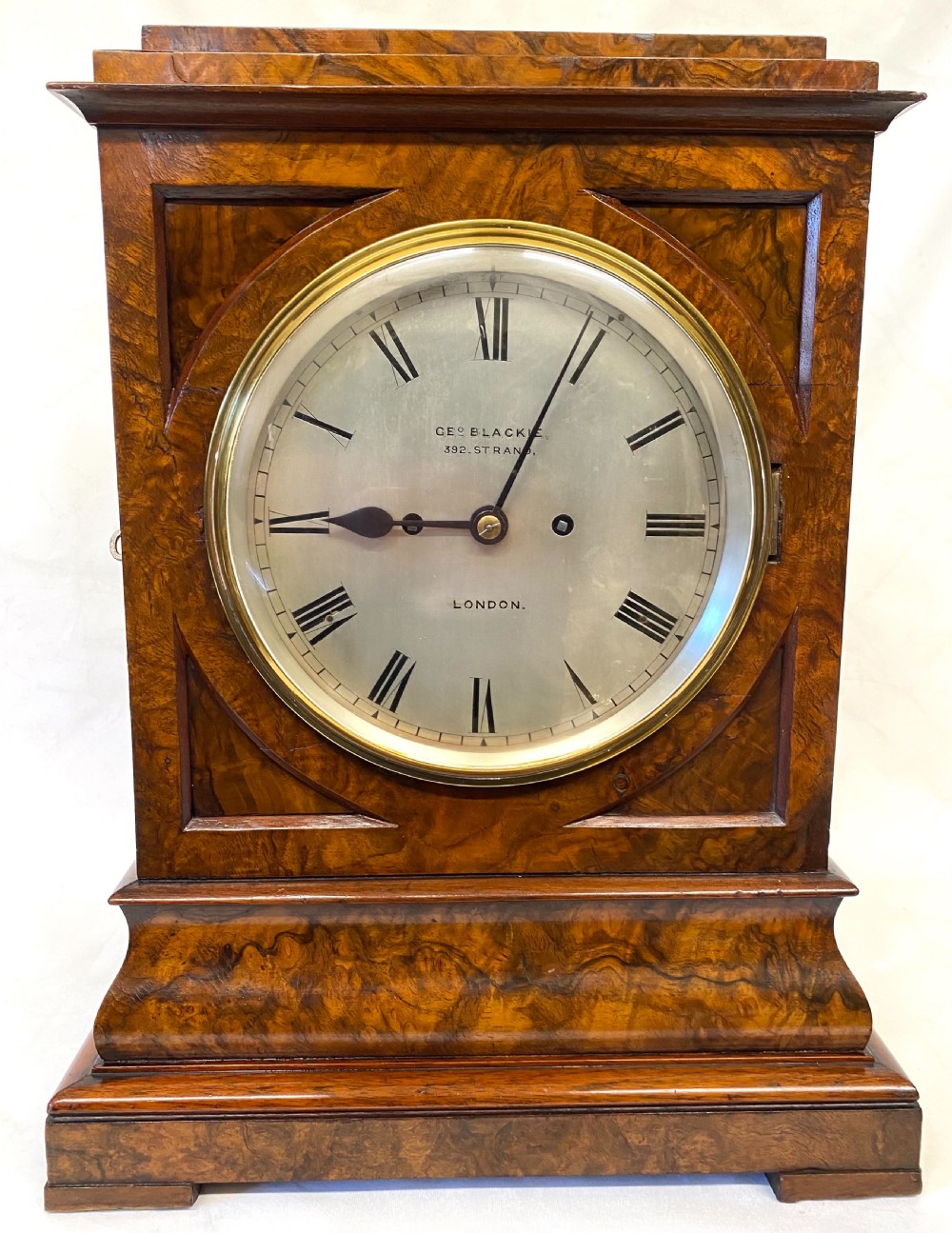 Large Antique Double Fusee walnut Mantel / Table Clock By George Blackie London View II