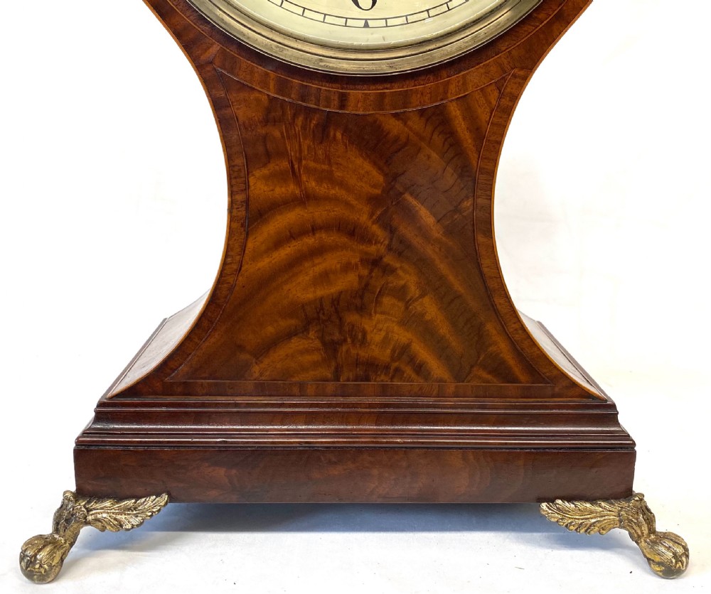 Large Antique Mahogany Double Fusee Balloon Mantel Clock With Engraved Movement View V