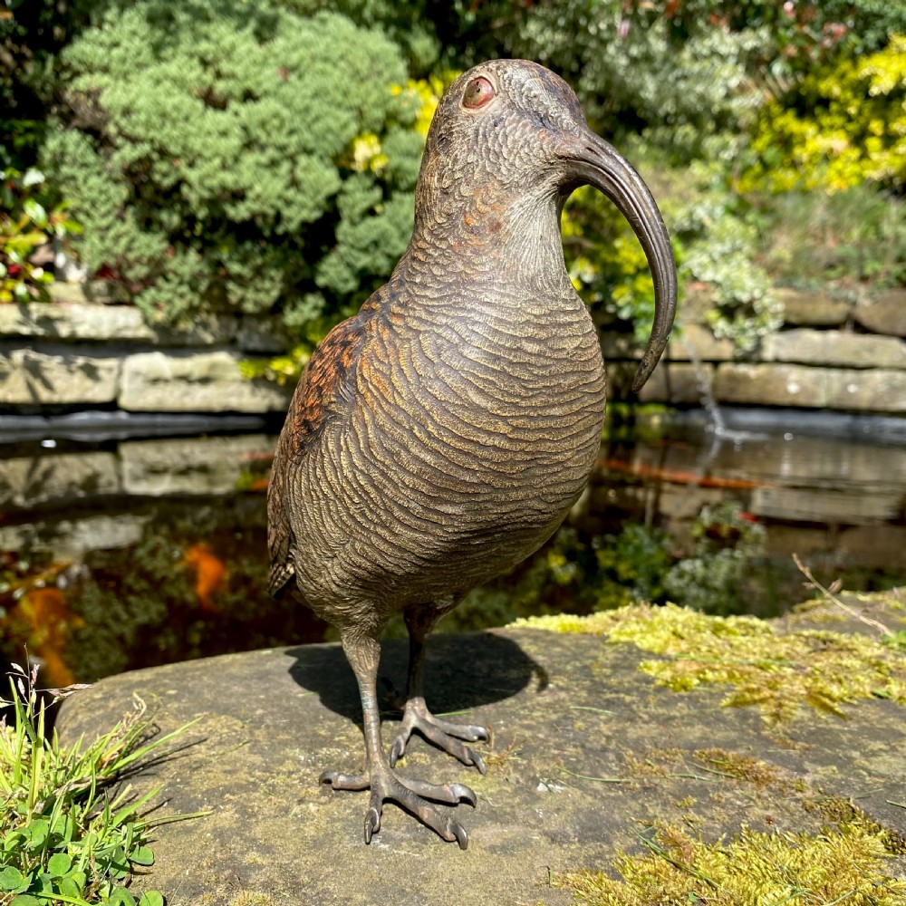 Stunning Large Antique Austrian Cold Painted Bronze Curlew By Franz Xaver Bergman View IV