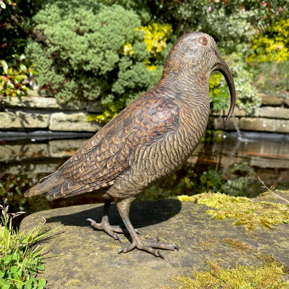 Stunning Large Antique Austrian Cold Painted Bronze Curlew By Franz Xaver Bergman View VI