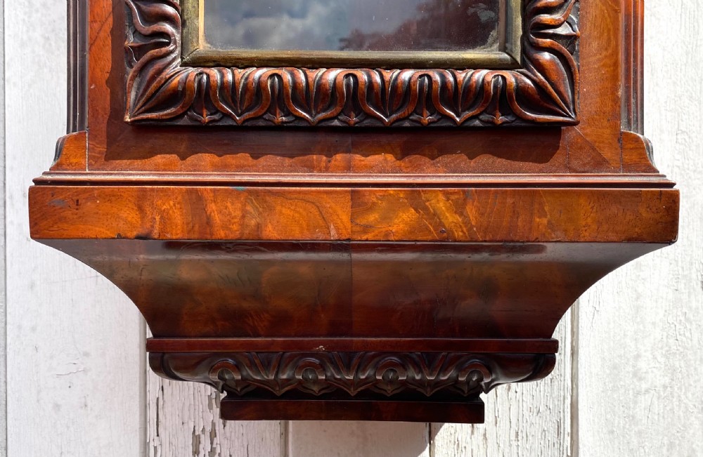 Stunning Antique Mahogany Tavern Wall Clock With Glass Door And Brass Weights View VI