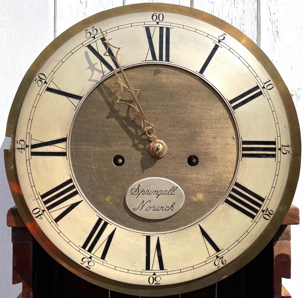 Stunning Antique Mahogany Tavern Wall Clock With Glass Door And Brass Weights View IX
