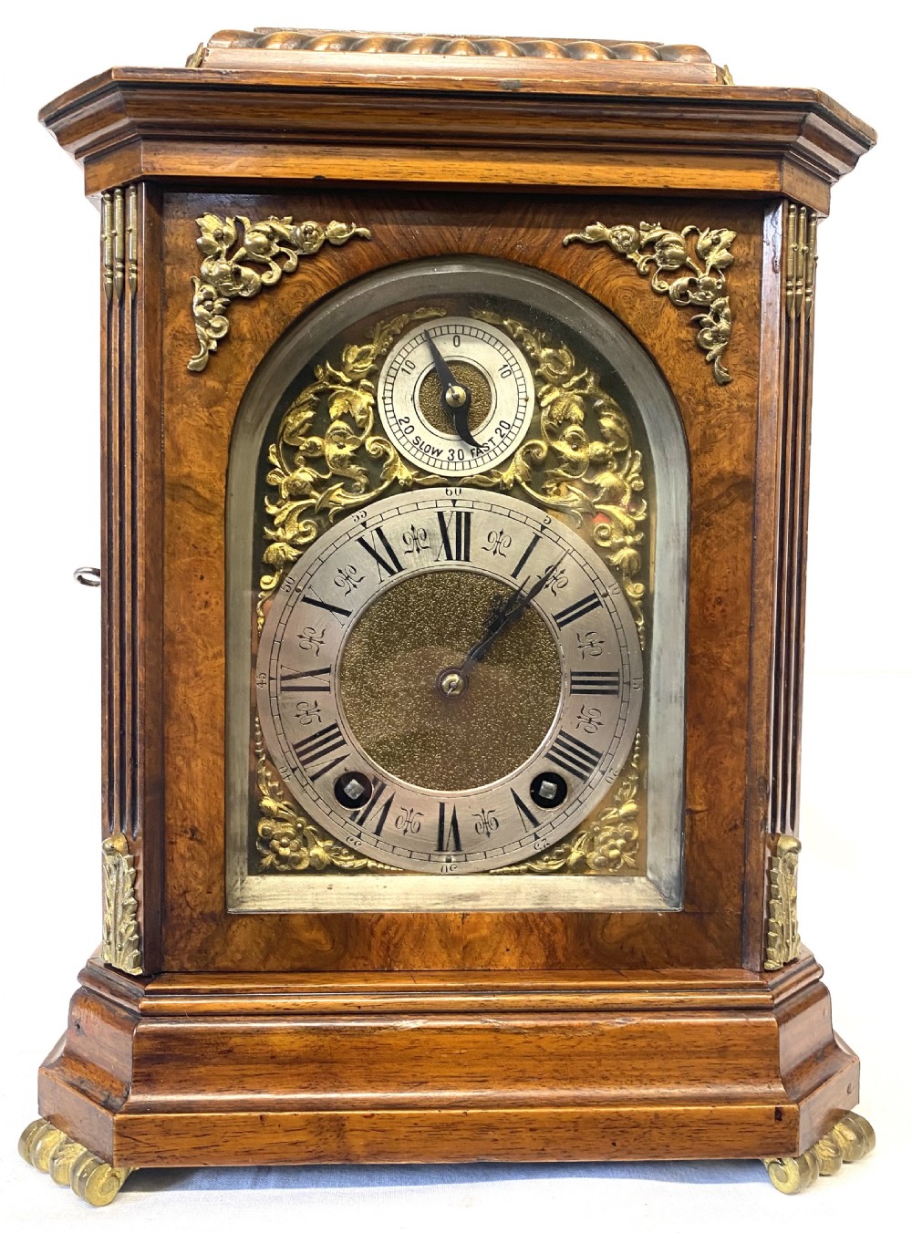 Antique Walnut Shaped Bracket Clock With Ormoul Mounts By Lenzkirch View II