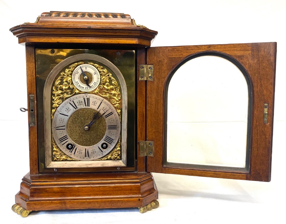 Antique Walnut Shaped Bracket Clock With Ormoul Mounts By Lenzkirch View III