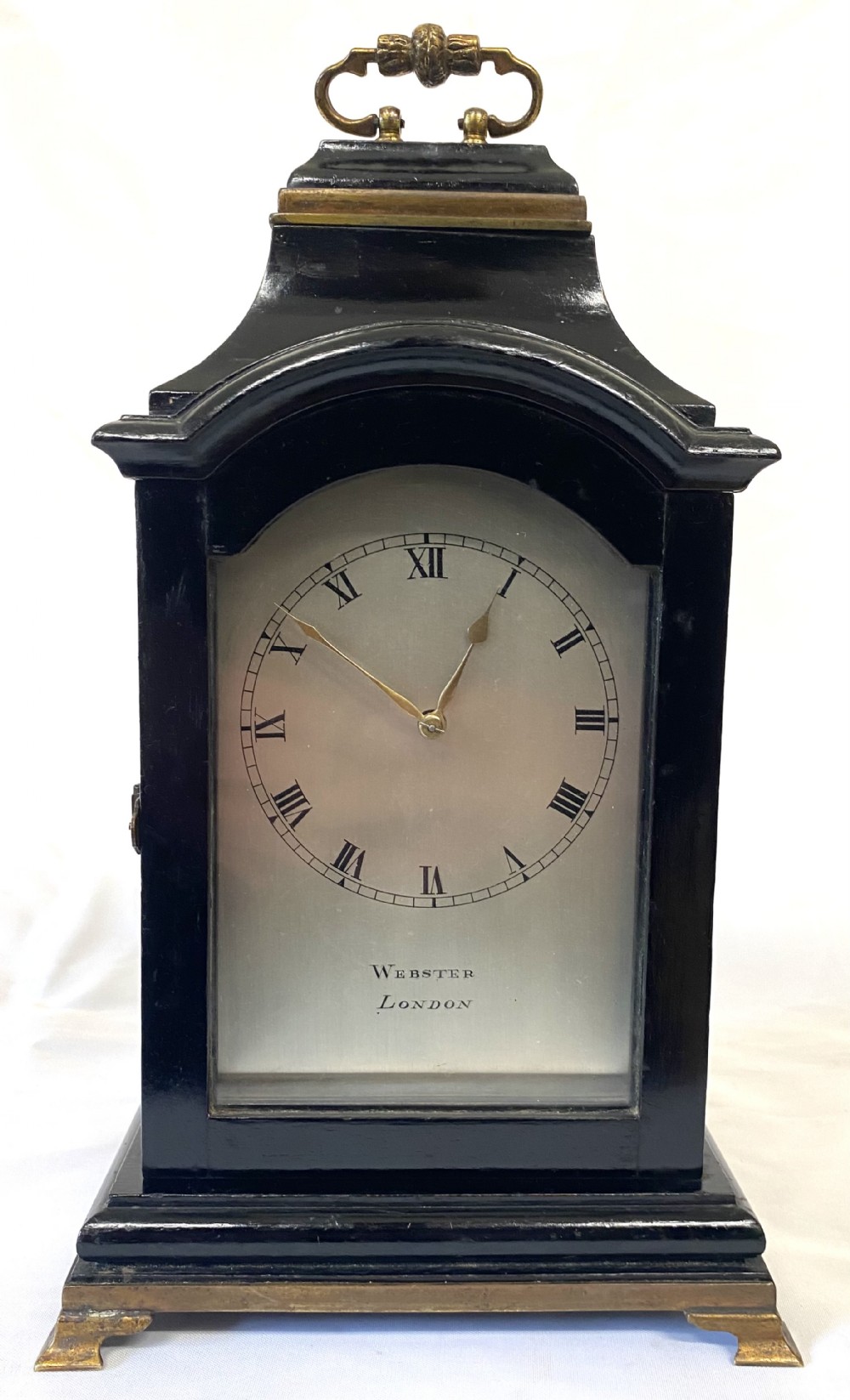 Antique Miniature Ebonised Single Fusee Four Glass Mantel Clock Webster London