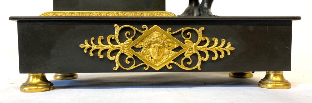 Antique Bronze And Gilt Bronze Regency Figural Chain Fusee Mantel Clock View VII