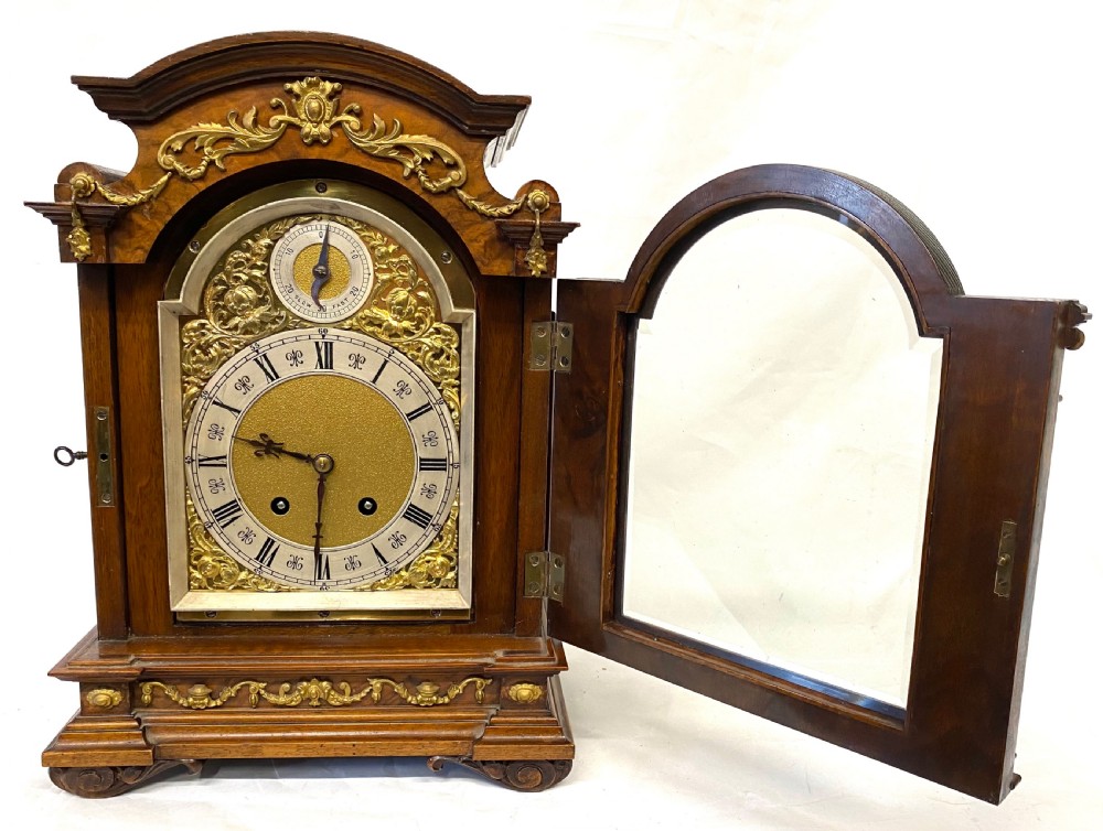 Antique Walnut Shaped Bracket Clock With Ormoul Mounts By Lenzkirch View III