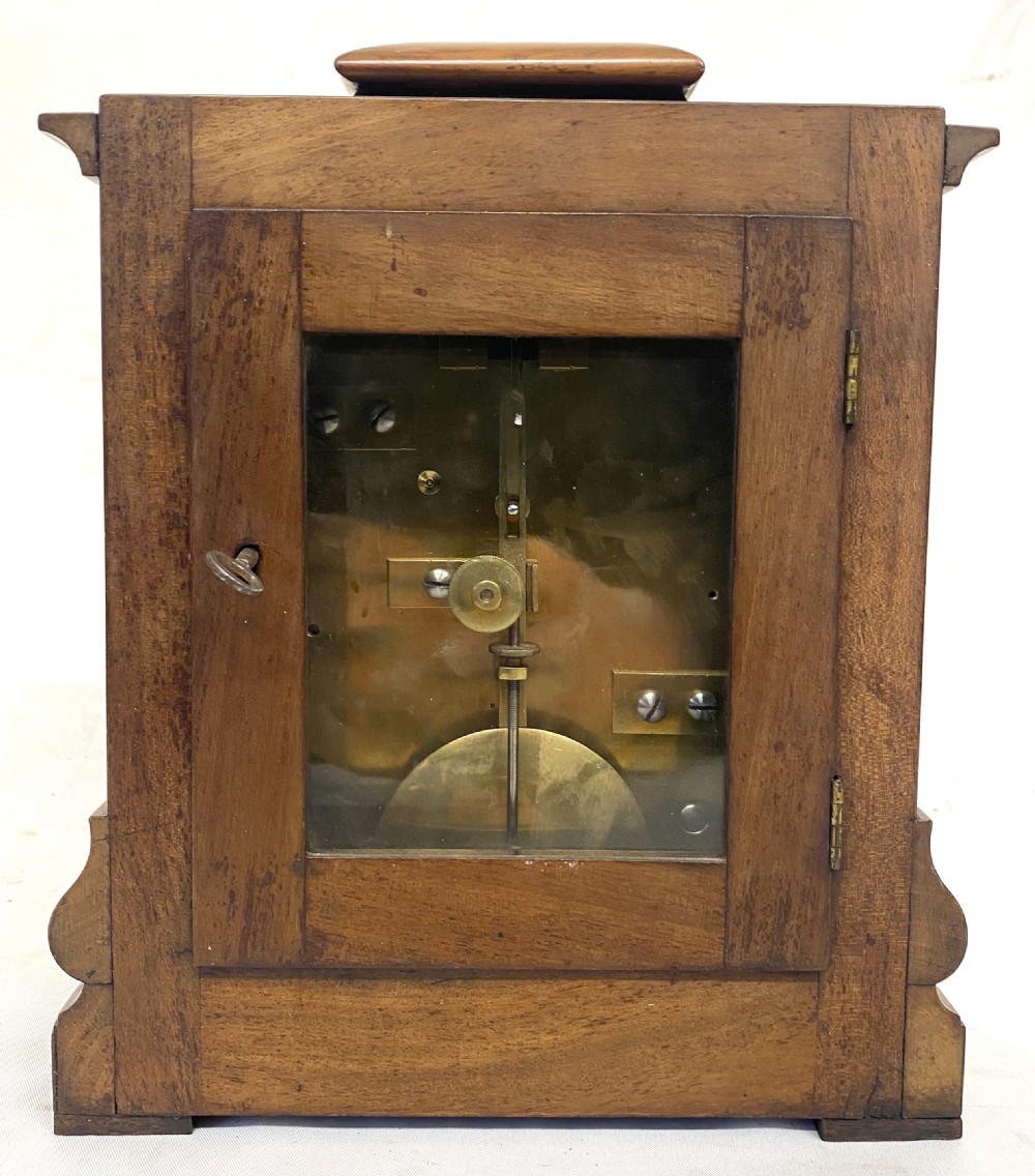 Antique Miniature Single Fusee Shaped Mahogany Mantel Clock J.H. Rose Ramsgate View VIII