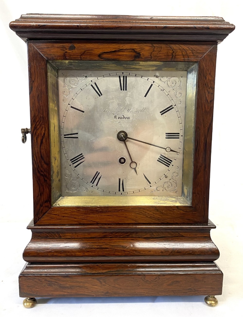 Antique Rosewood Fusee Library Clock By Archibald Haswell London Working Order