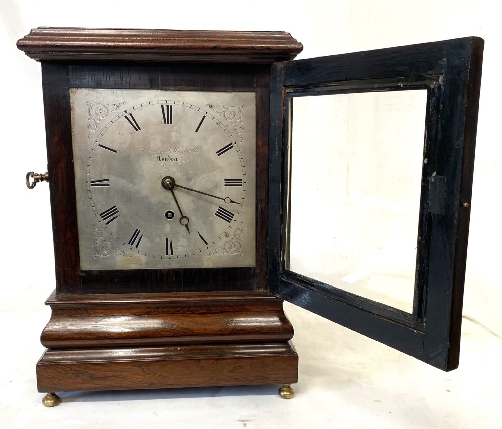 Antique Rosewood Fusee Library Clock By Archibald Haswell London Working Order View V