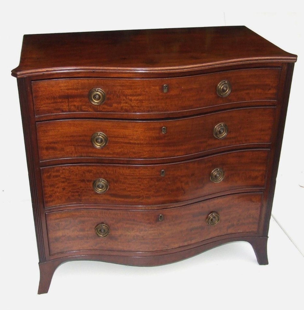 Antique Georgian Serpentine Front Mahogany Chest of Drawers Gilt Brass Handles
