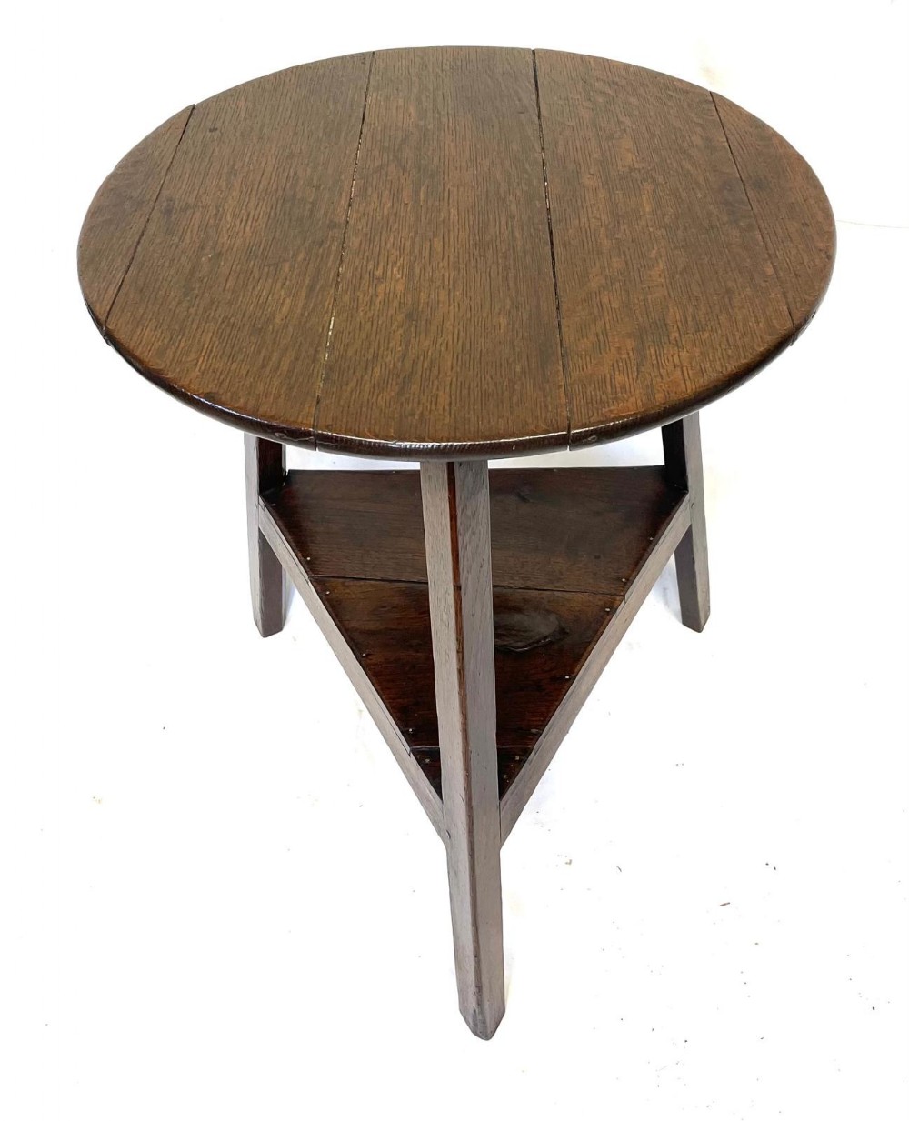 Antique English Georgian Circular Oak Cricket Occasional Table circa 1760