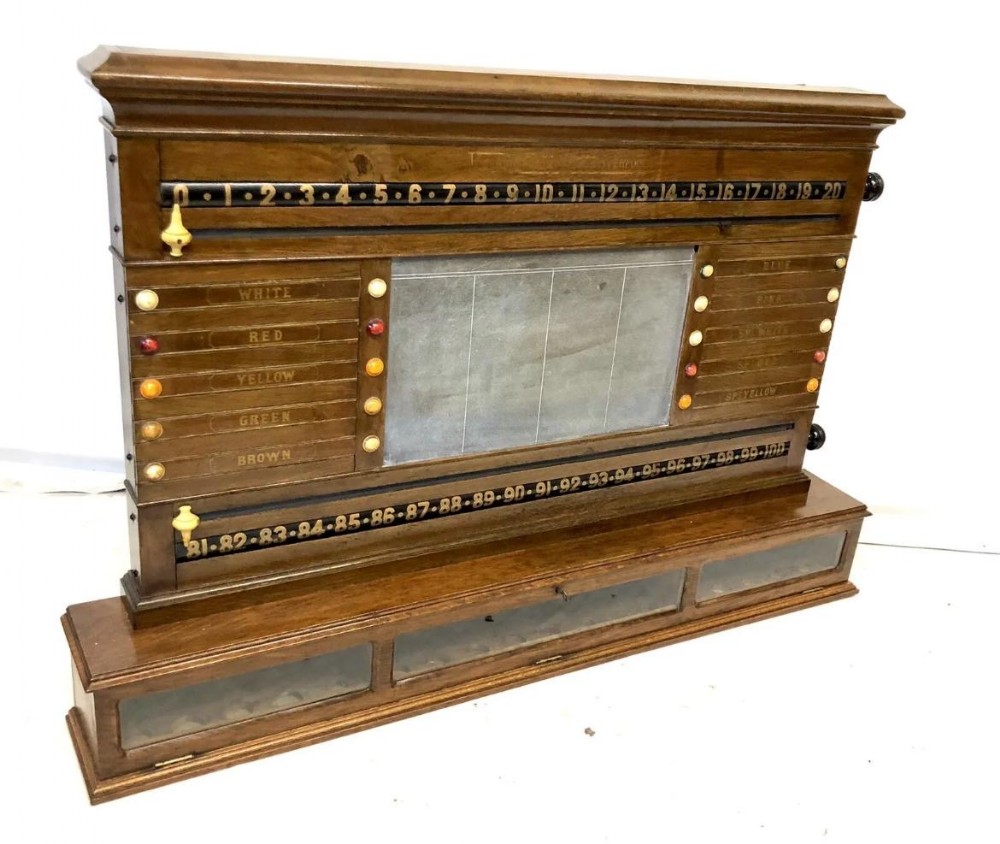 Antique Oak ASHCROFT LIVERPOOL Snooker Billiard Score Board & Life Pool Scoring Board