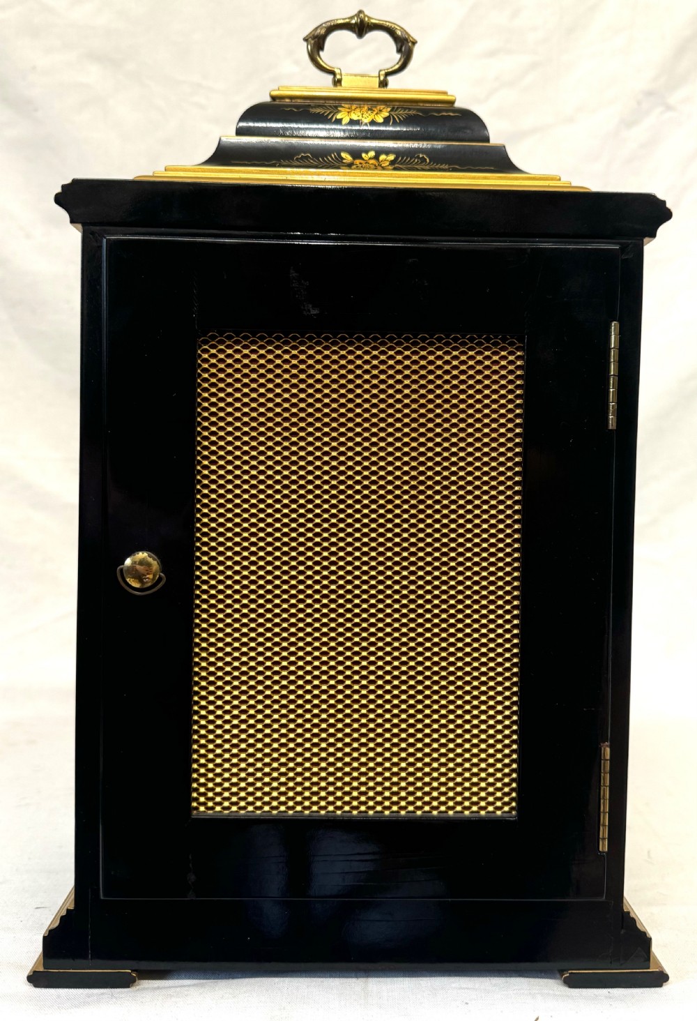 Stunning Musical Elliot London Black Chinoiserie Musical Clock Lacquered View VIII