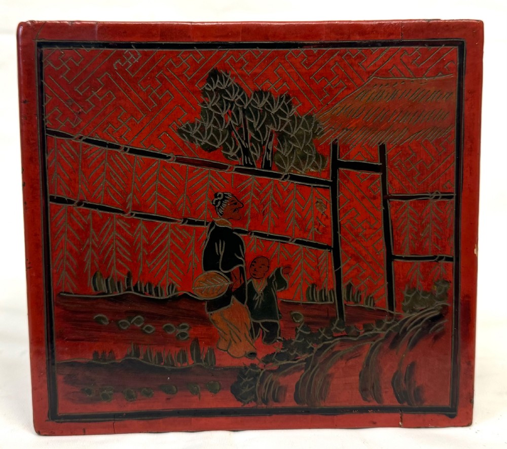 Rare Bovine & Bamboo Mah Jong Mahjong Set With Red Chinoiserie Case 144 tile View VI