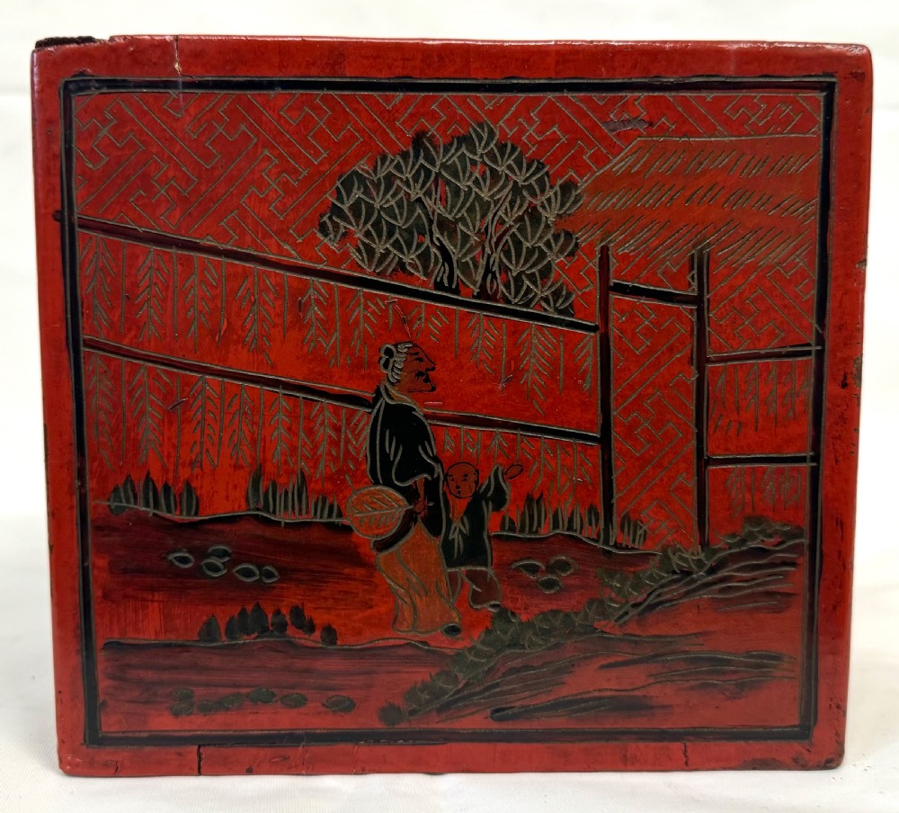 Rare Bovine & Bamboo Mah Jong Mahjong Set With Red Chinoiserie Case 144 tile View VII