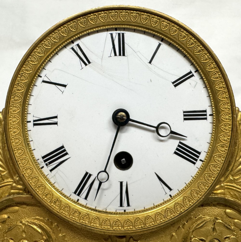 Antique Regency Gilt Bronze Chain Fusee Mantel Clock With Spaniel Dogs Working View V