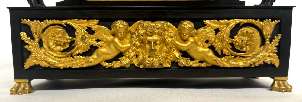 Antique Regency Gilt Bronze Chain Fusee Mantel Clock With Spaniel Dogs Working View VI