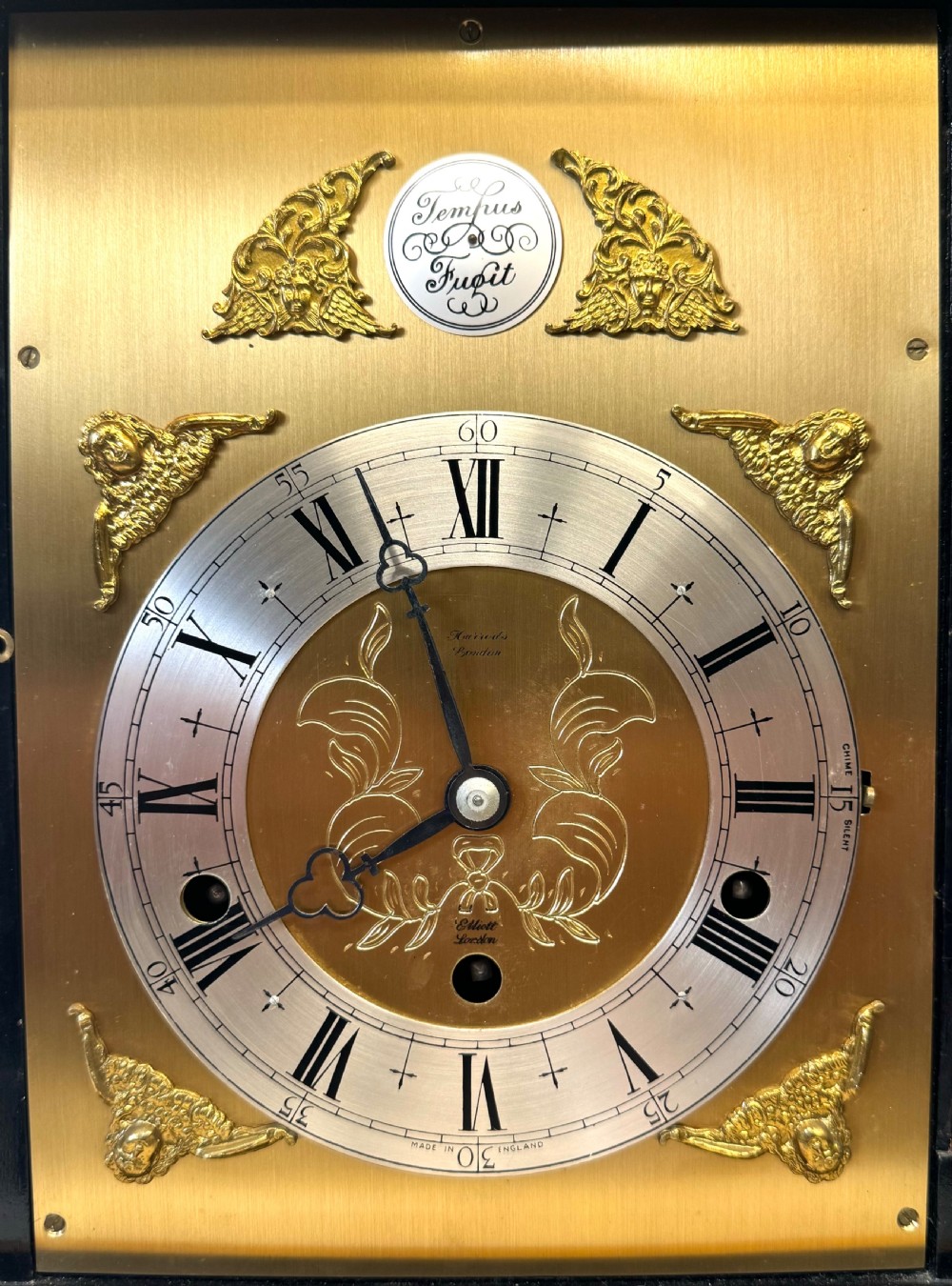 Stunning Musical Elliot London Black Chinoiserie Musical Clock Lacquered Harrods View V
