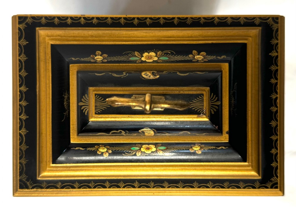 Stunning Musical Elliot London Black Chinoiserie Musical Clock Lacquered Harrods View XII