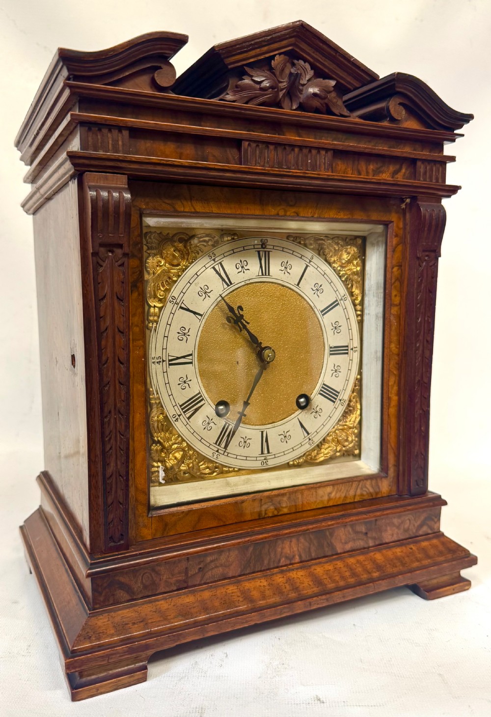 Antique Burr Walnut Lenzkirch Ting Tang Bracket Clock In Full Working Order