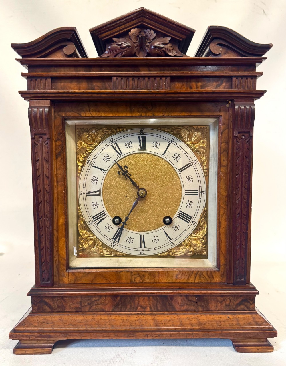 Antique Burr Walnut Lenzkirch Ting Tang Bracket Clock In Full Working Order View II