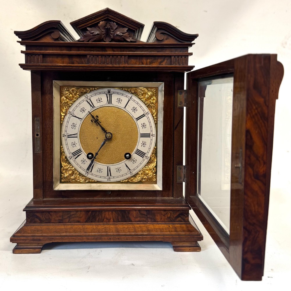 Antique Burr Walnut Lenzkirch Ting Tang Bracket Clock In Full Working Order View III