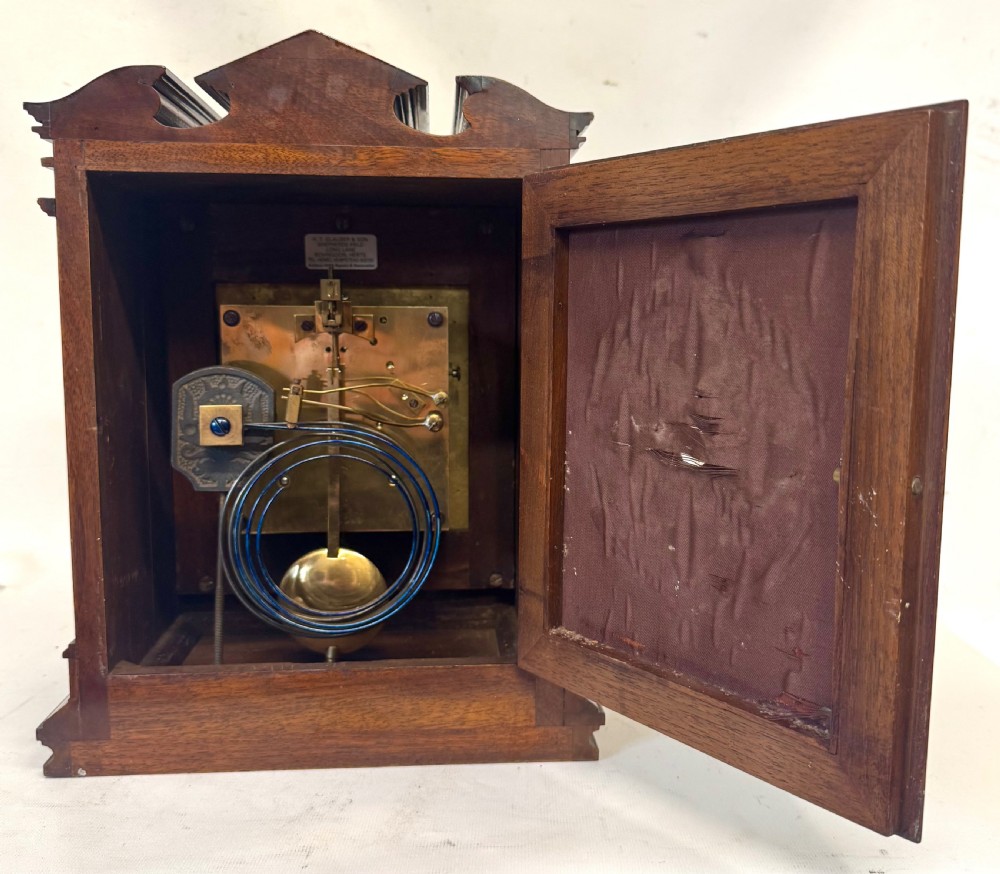 Antique Burr Walnut Lenzkirch Ting Tang Bracket Clock In Full Working Order View IX