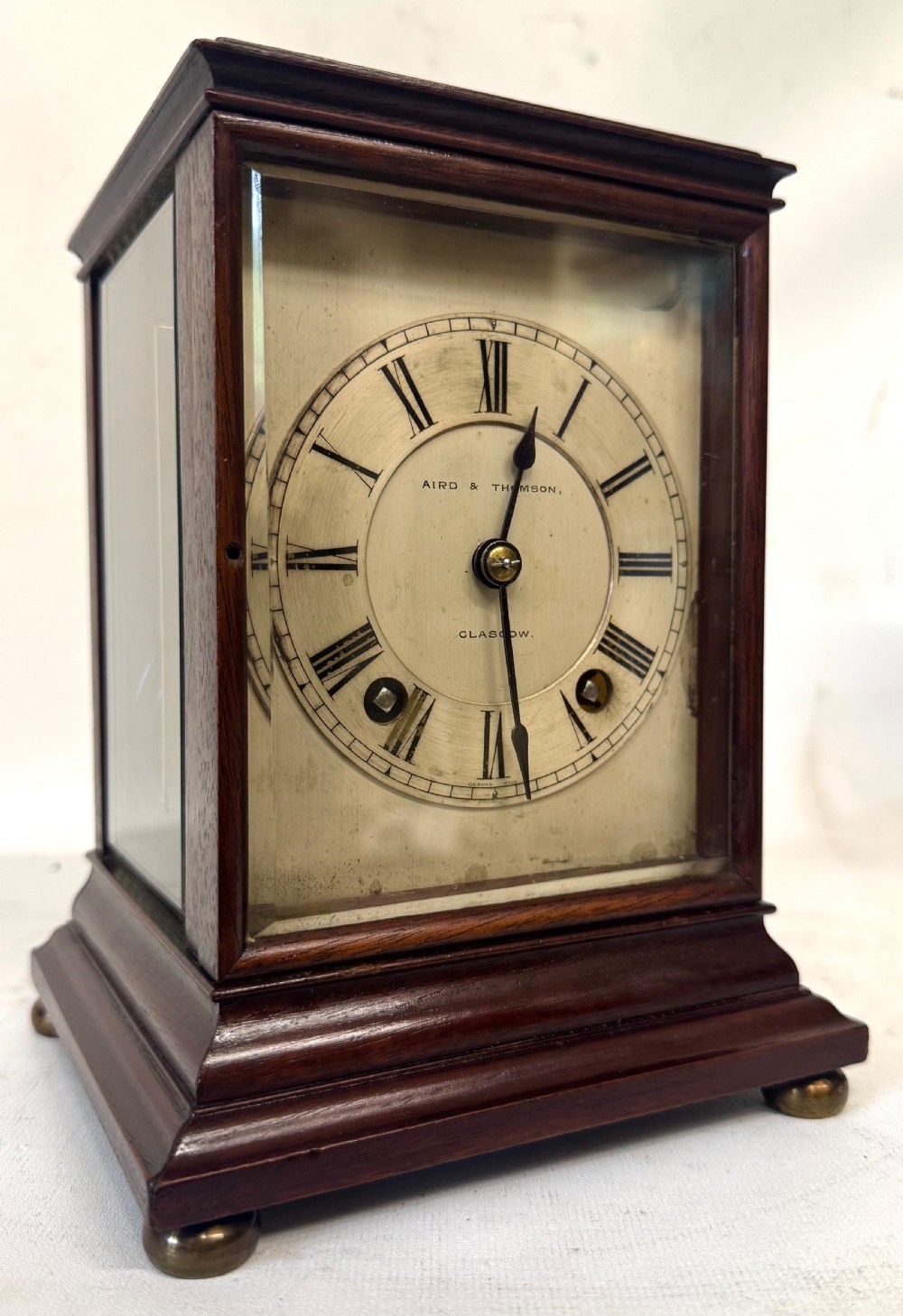Antique Miniature Four Glass Ting Tang Library Clock Retailed In Glasgow