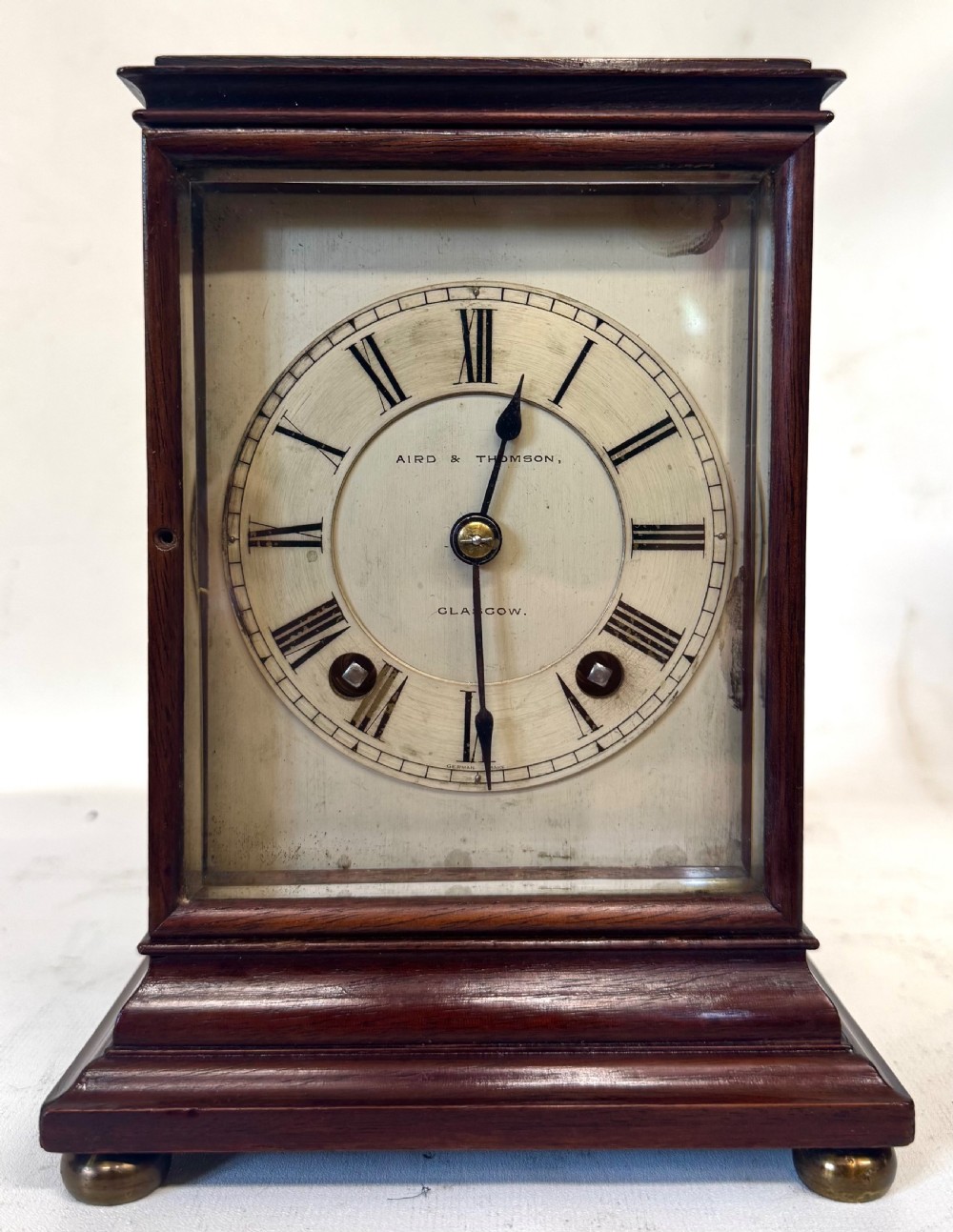 Antique Miniature Four Glass Ting Tang Library Clock Retailed In Glasgow View II