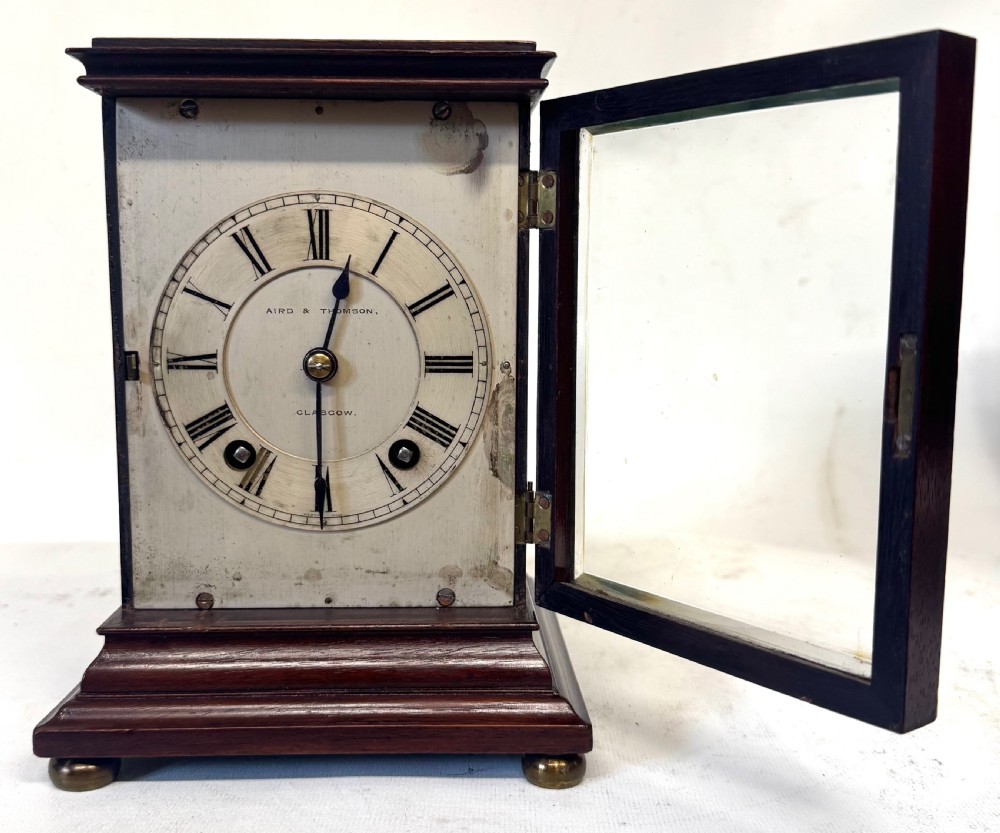 Antique Miniature Four Glass Ting Tang Library Clock Retailed In Glasgow View VI
