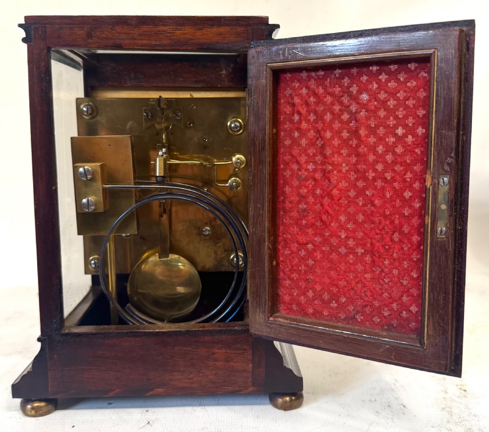 Antique Miniature Four Glass Ting Tang Library Clock Retailed In Glasgow View XI