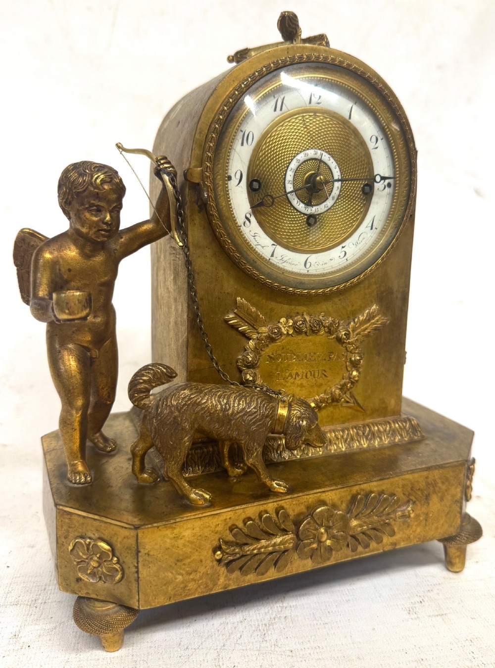 Antique Austrian Officers Clock With Centre Date Quarter Chiming By Joseph Jessner