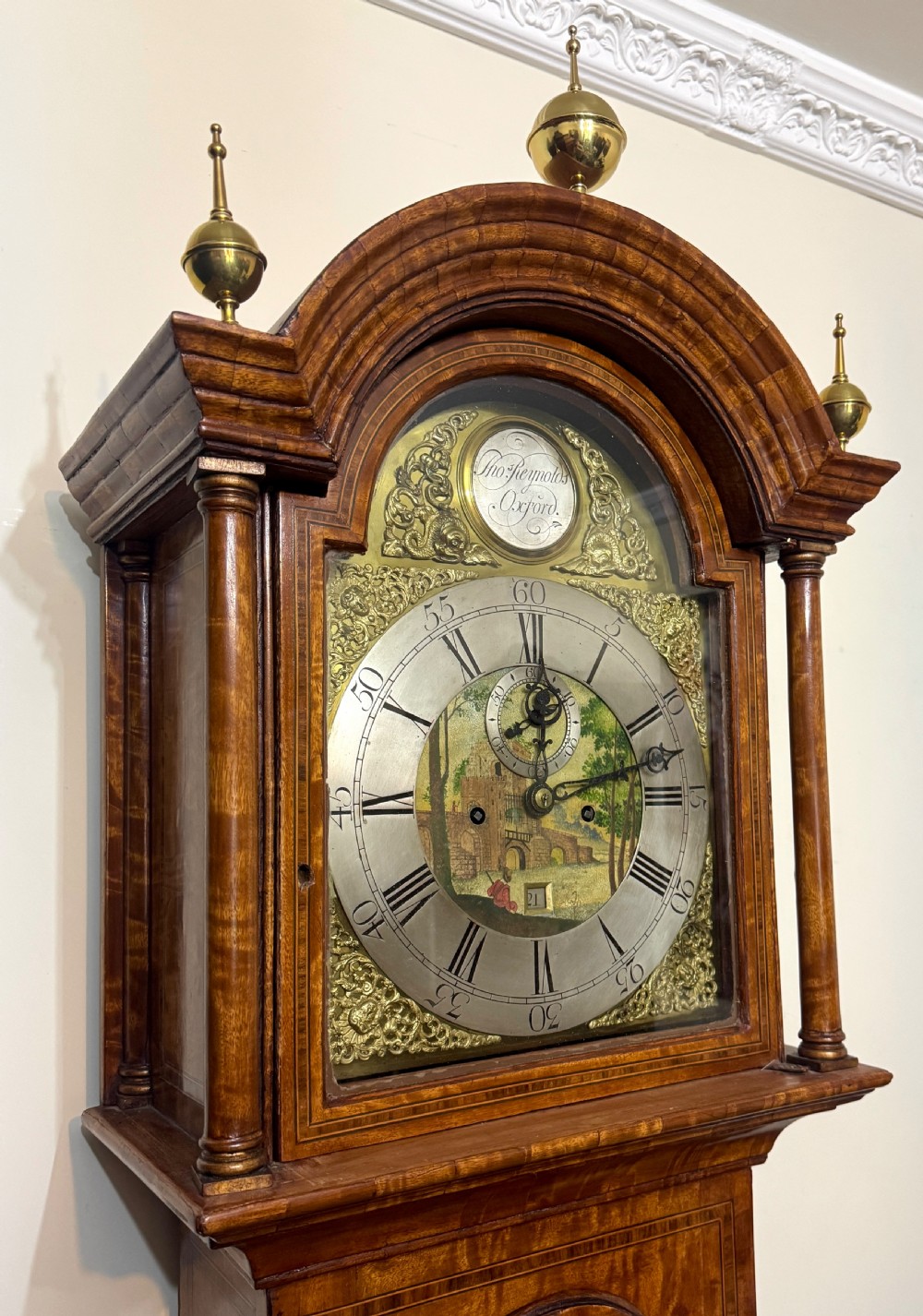Antique Matquetry Inlaid Satin Wood Grandfather Clock By Thomas Reynolds Oxford View IV