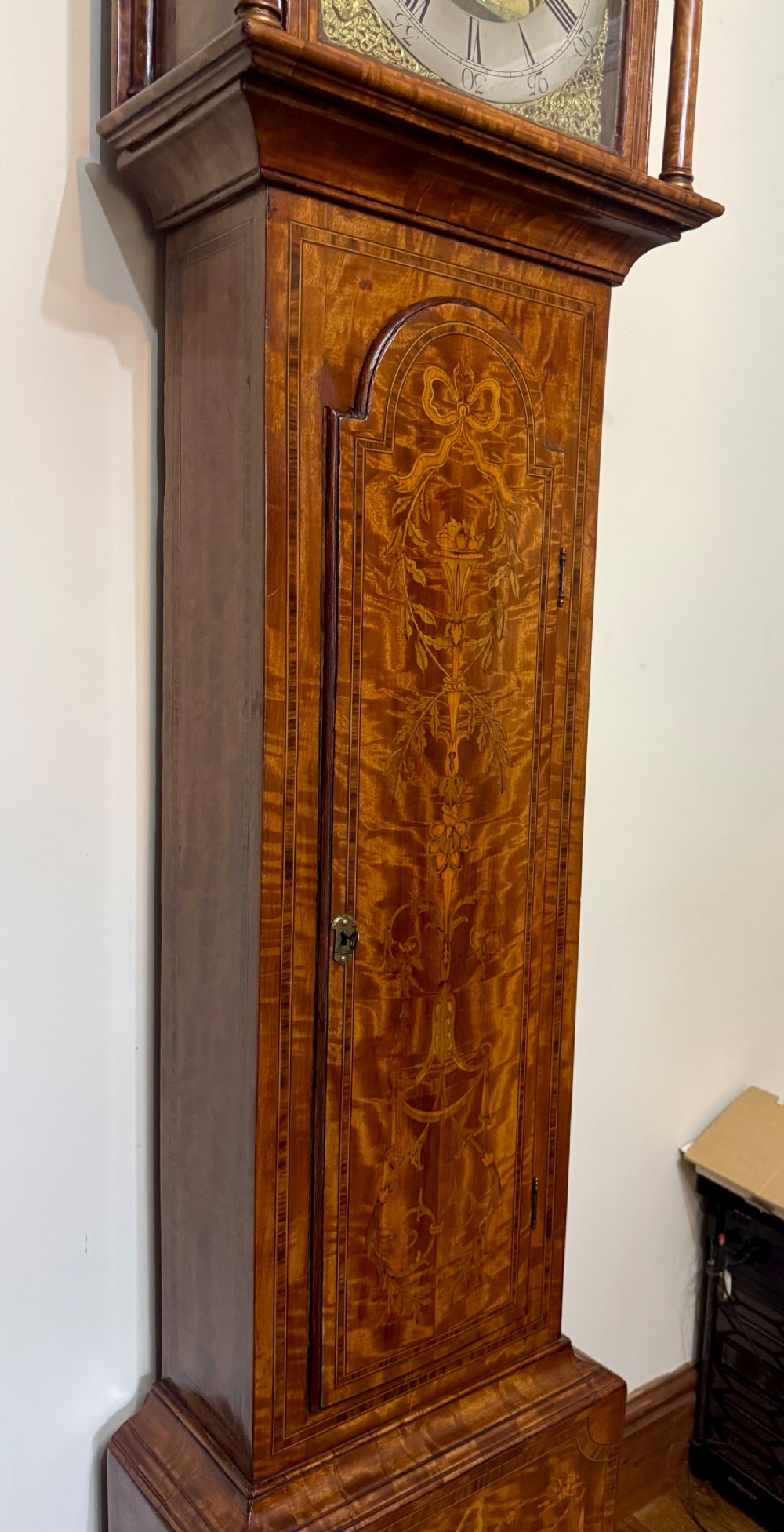 Antique Matquetry Inlaid Satin Wood Grandfather Clock By Thomas Reynolds Oxford View V