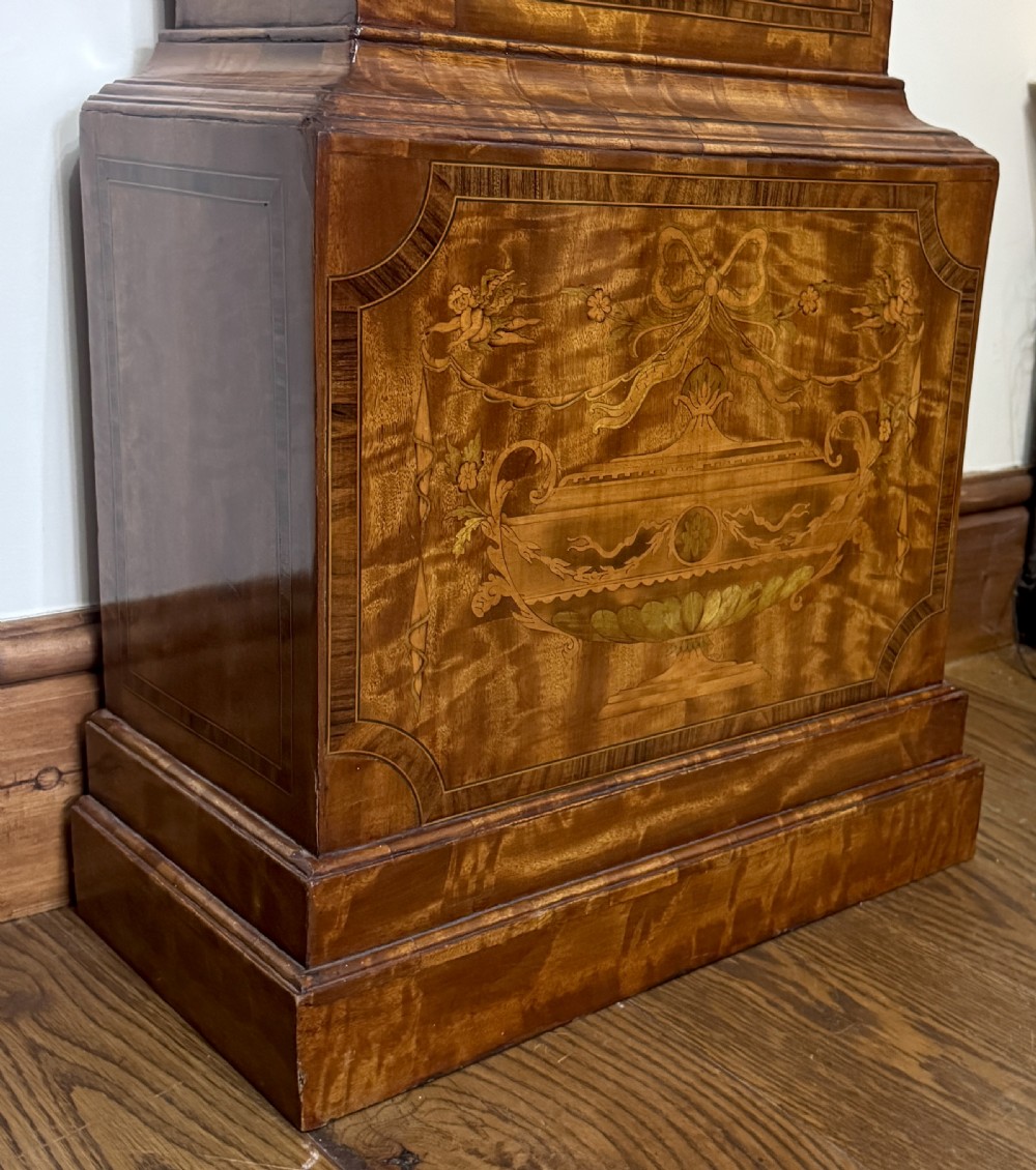 Antique Matquetry Inlaid Satin Wood Grandfather Clock By Thomas Reynolds Oxford View VI