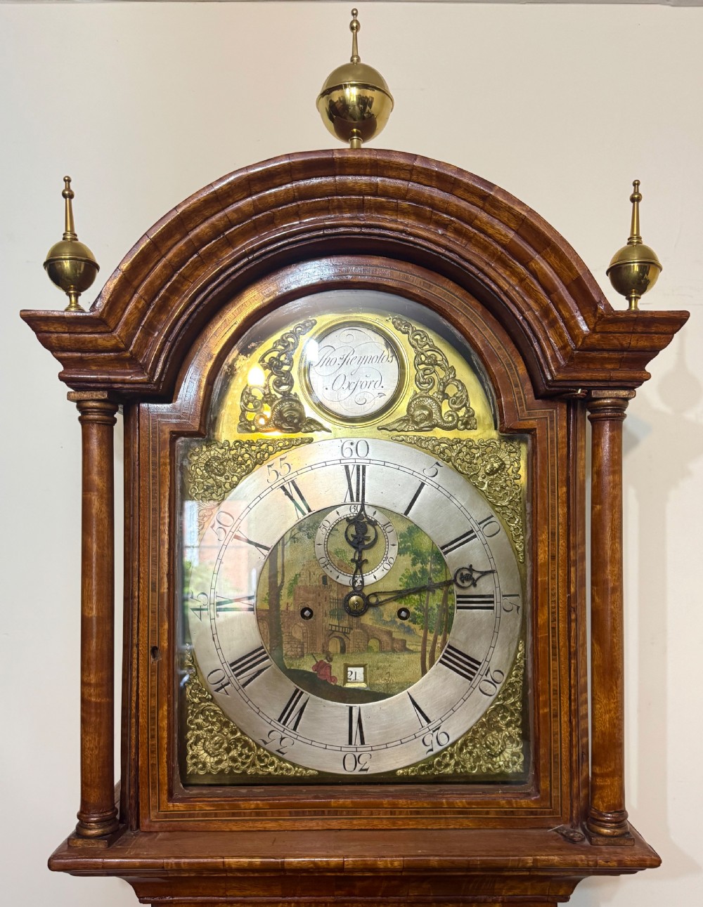 Antique Matquetry Inlaid Satin Wood Grandfather Clock By Thomas Reynolds Oxford View VII