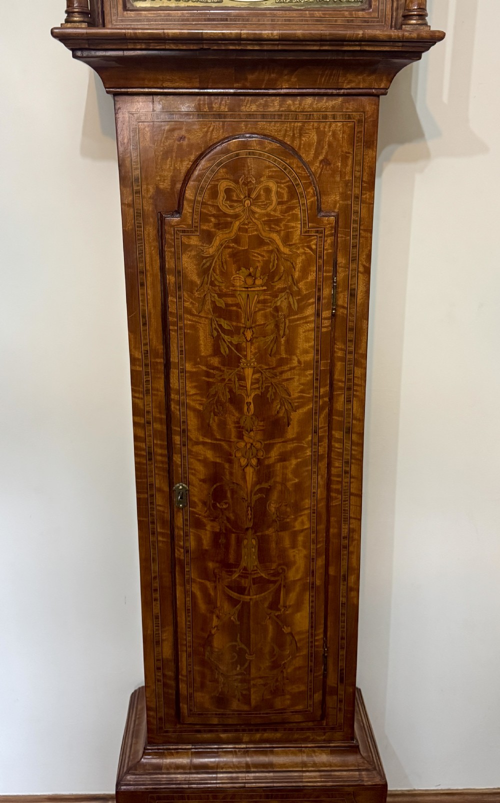 Antique Matquetry Inlaid Satin Wood Grandfather Clock By Thomas Reynolds Oxford View VIII