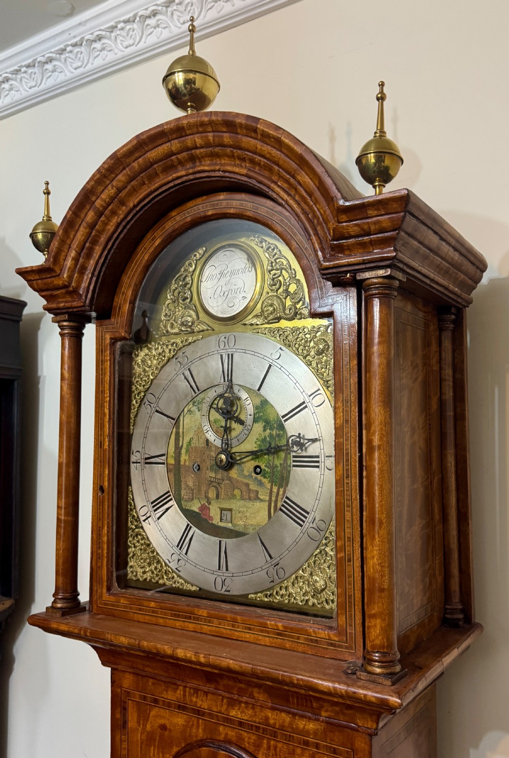 Antique Matquetry Inlaid Satin Wood Grandfather Clock By Thomas Reynolds Oxford View X