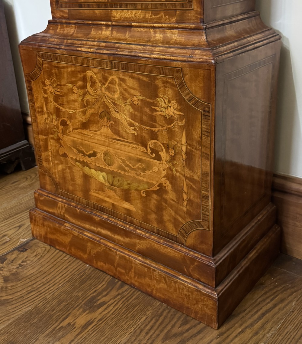 Antique Matquetry Inlaid Satin Wood Grandfather Clock By Thomas Reynolds Oxford View XII