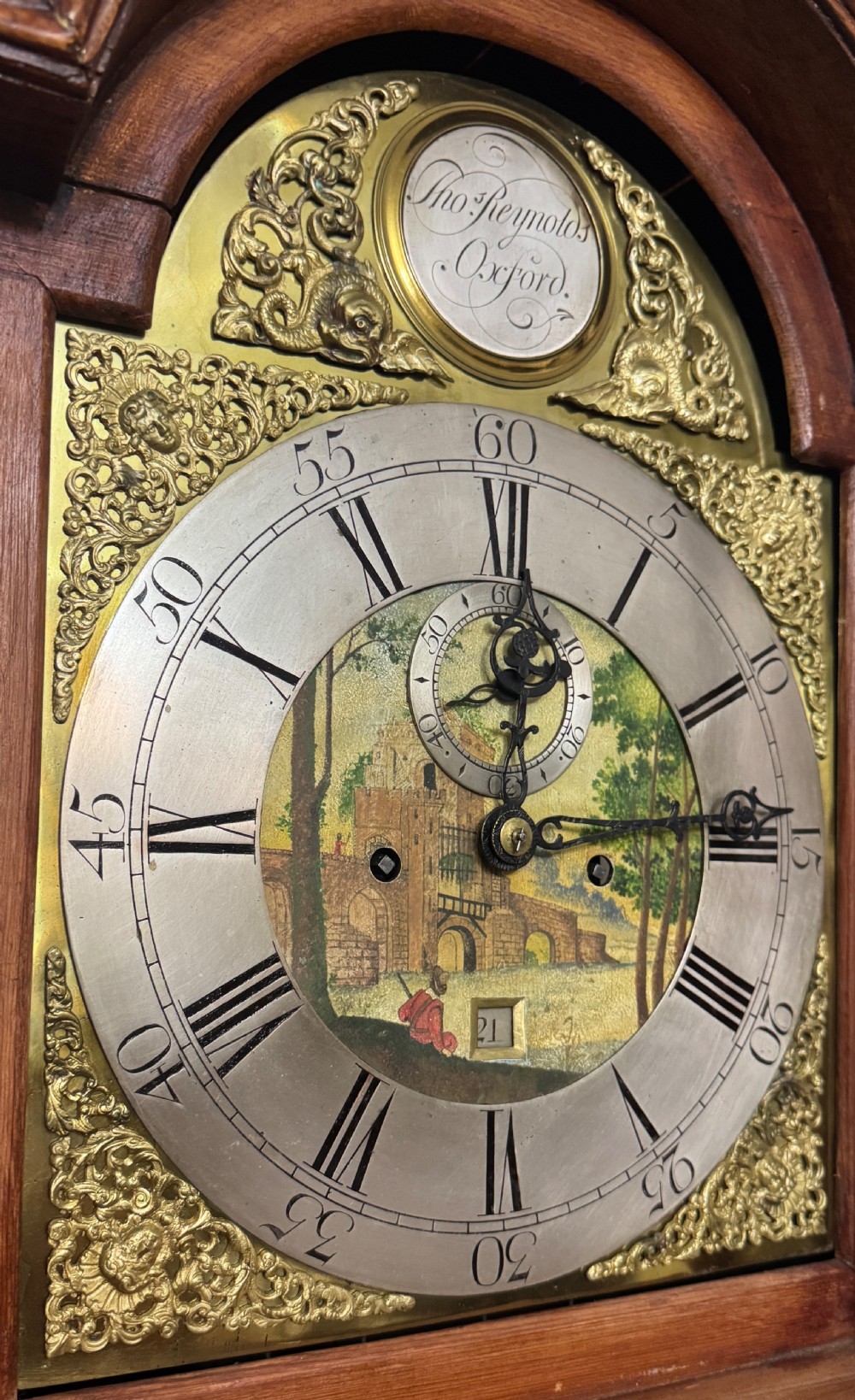 Antique Matquetry Inlaid Satin Wood Grandfather Clock By Thomas Reynolds Oxford View XIII