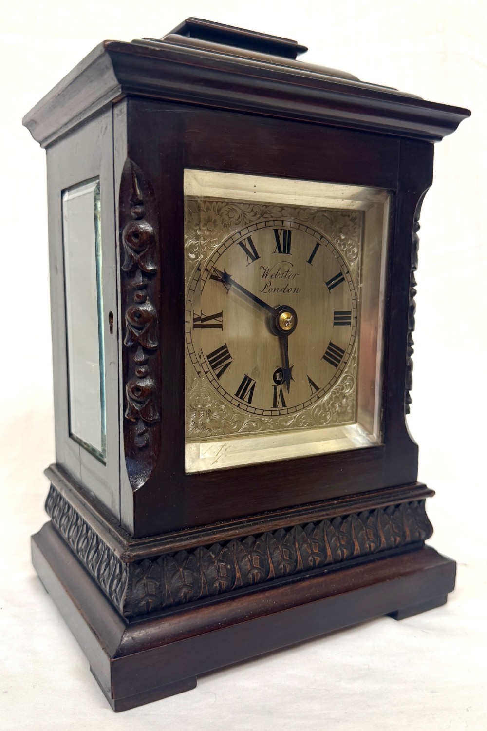 Antique Miniature Single Chain Fusee Library Clock By Webster London
