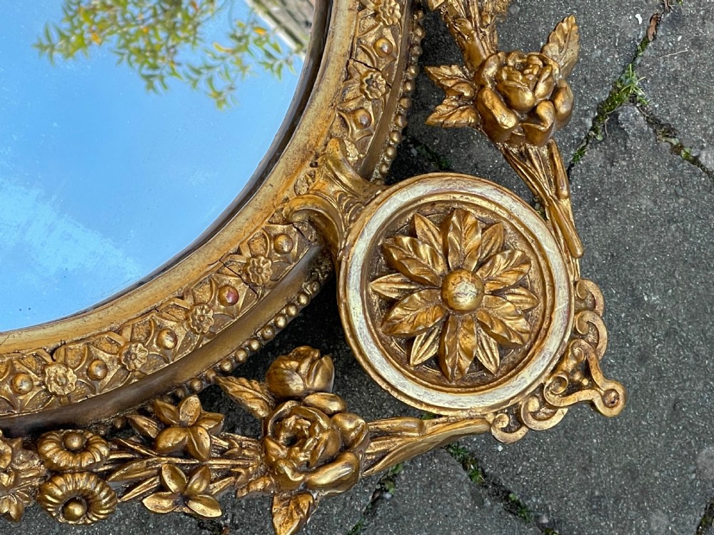 19th Century Gilt Oval Girandole Wall Mirror View V
