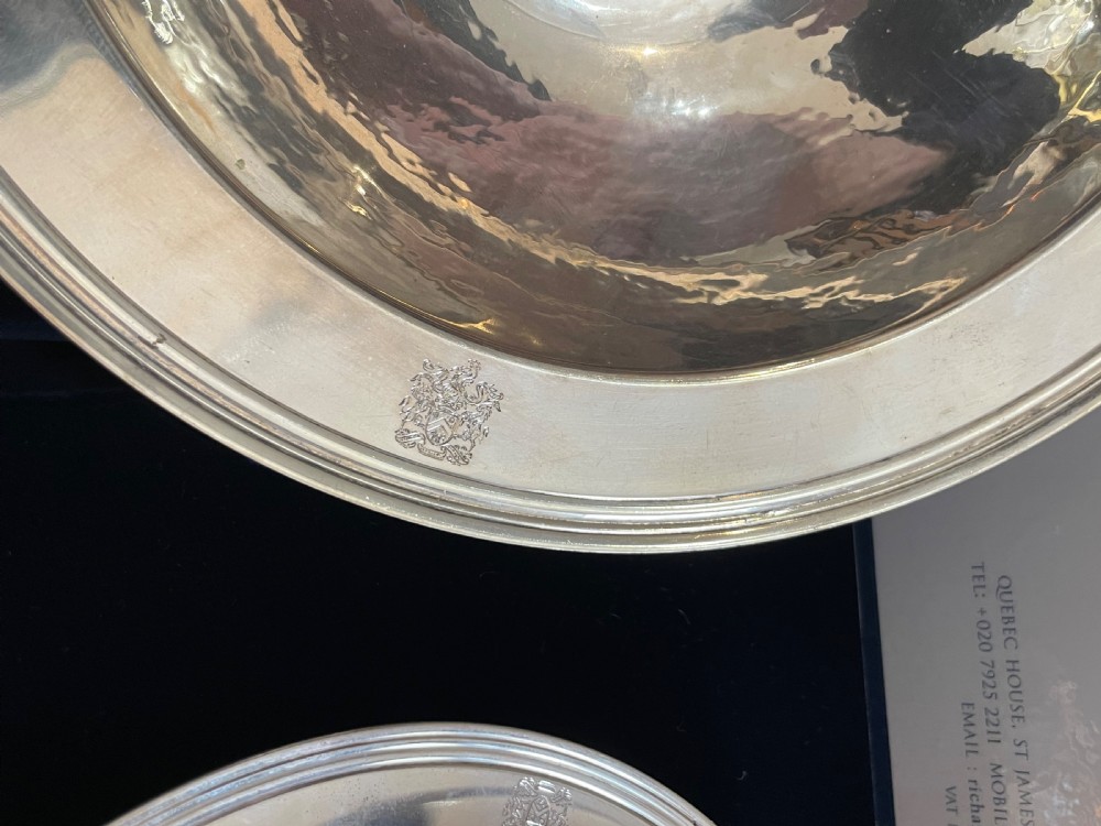 Elizabethan Style Silver Dishes by Richard Jarvis of St James, London fashioned on the dinner service commissioned by Sir Christopher Harris of Radford, Devon, between 1581 - 1607.  View IV