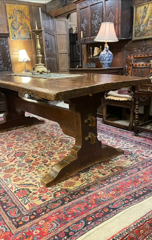 17TH CENTURY OAK REFECTORY TRESTLE BASE TABLE - ADDITIONAL PHOTO 4