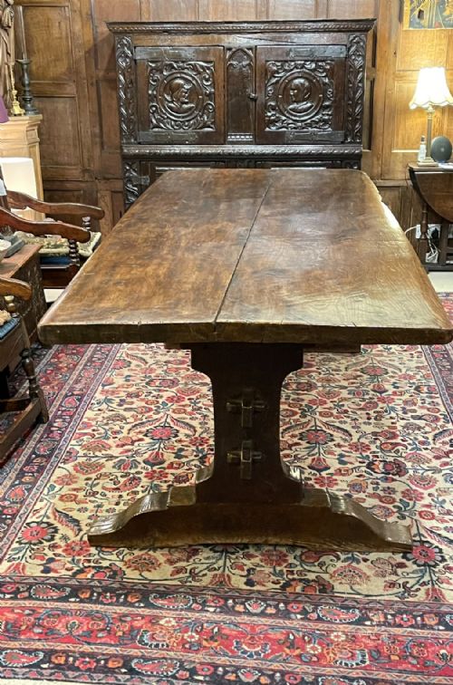 17TH CENTURY OAK REFECTORY TRESTLE BASE TABLE - ADDITIONAL PHOTO 5