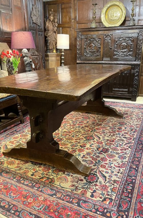 17TH CENTURY OAK REFECTORY TRESTLE BASE TABLE - ADDITIONAL PHOTO 7