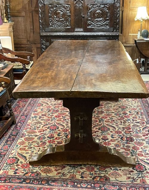 17TH CENTURY OAK REFECTORY TRESTLE BASE TABLE - ADDITIONAL PHOTO 9