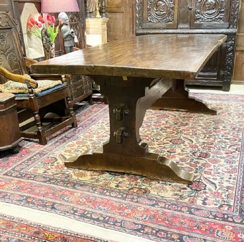 17TH CENTURY OAK REFECTORY TRESTLE BASE TABLE - ADDITIONAL PHOTO 10