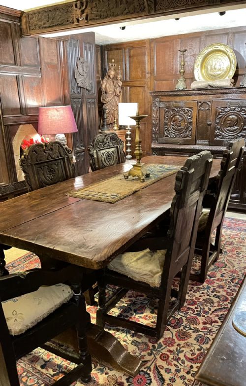 17TH CENTURY OAK REFECTORY TRESTLE BASE TABLE - ADDITIONAL PHOTO 11